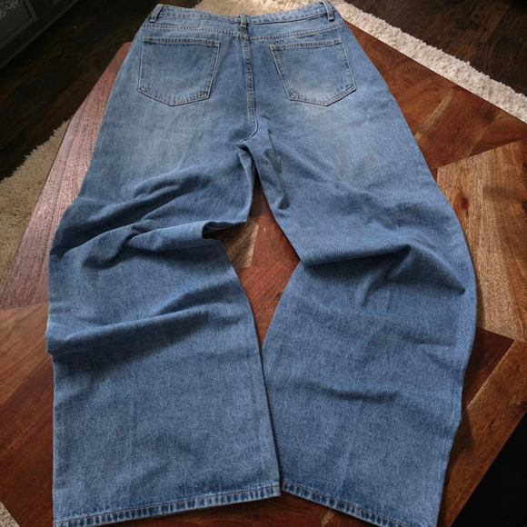Women's SHEIN Distressed Wide Leg Jeans Blue US L (8/10) - Picture 2 of 10